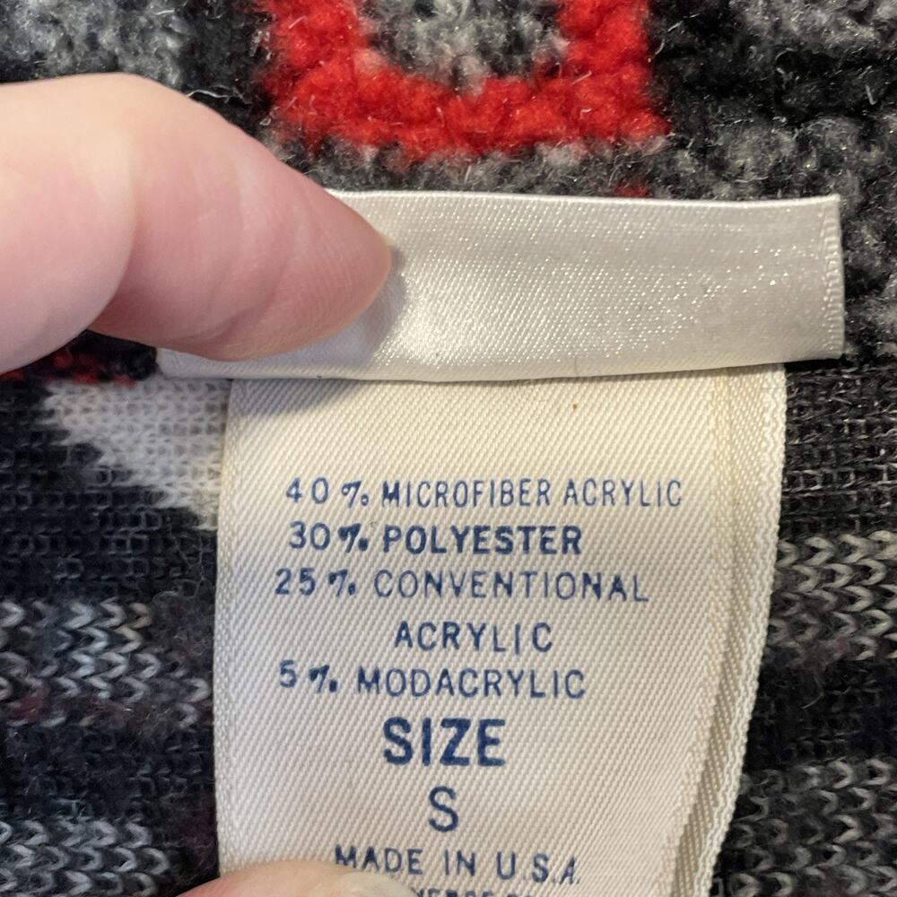 VTG TAPEMEASURE Womens S Red Black White Geometric Fleece Quarter Zip Pullover - Picture 7 of 14